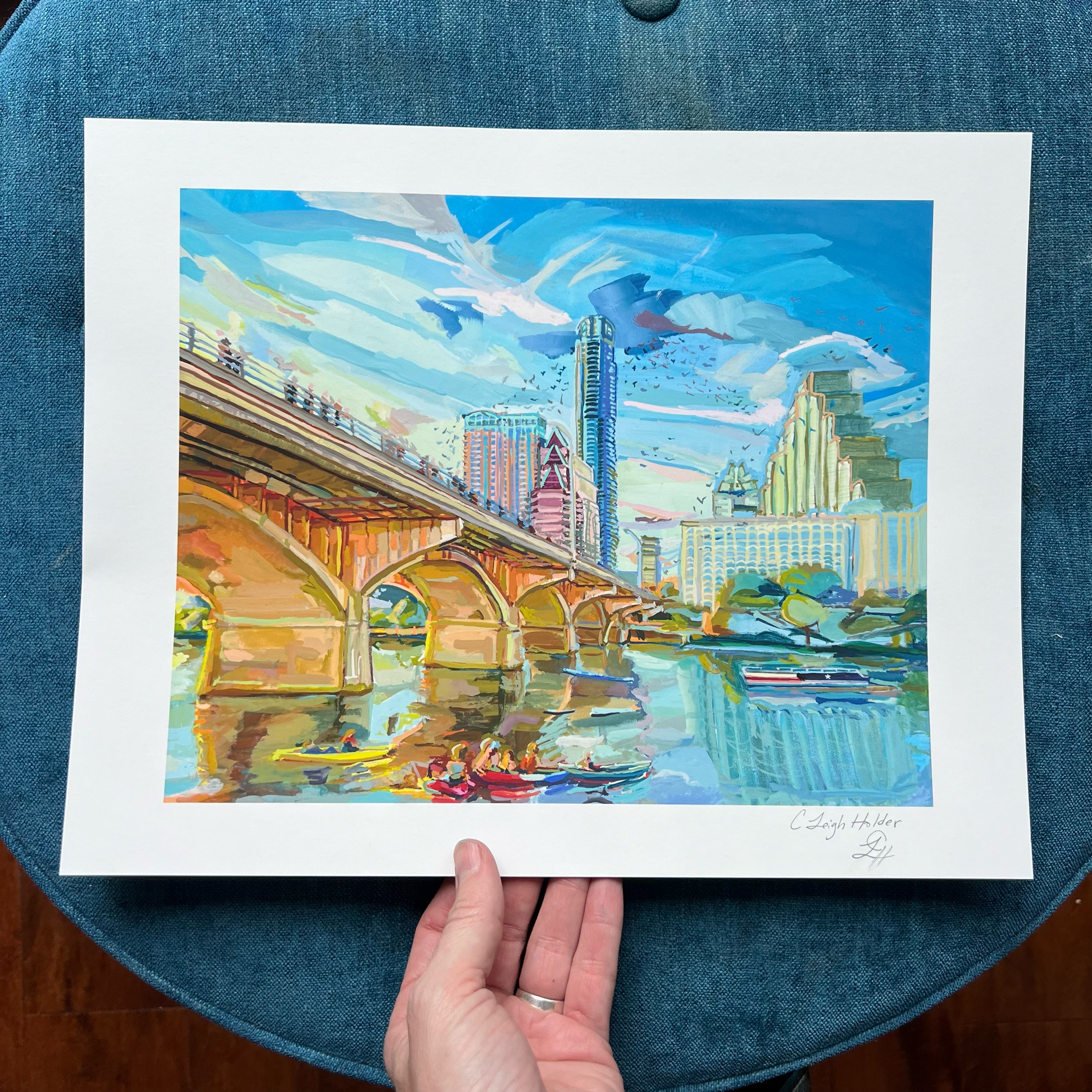 Austin Texas Bats at Congress Bridge Art Print, Ladybird Lake