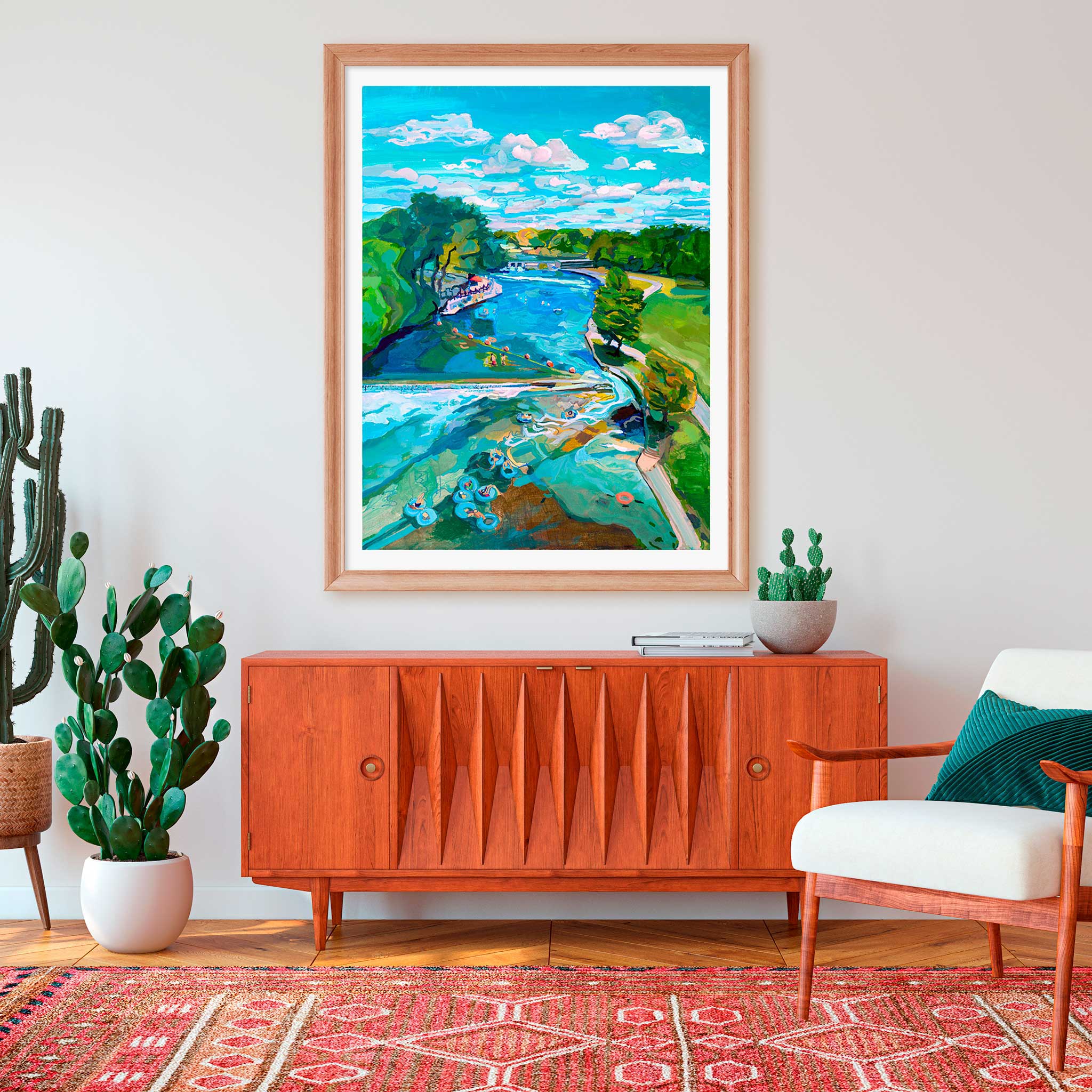 texas river art print comal river bohemian living room decor