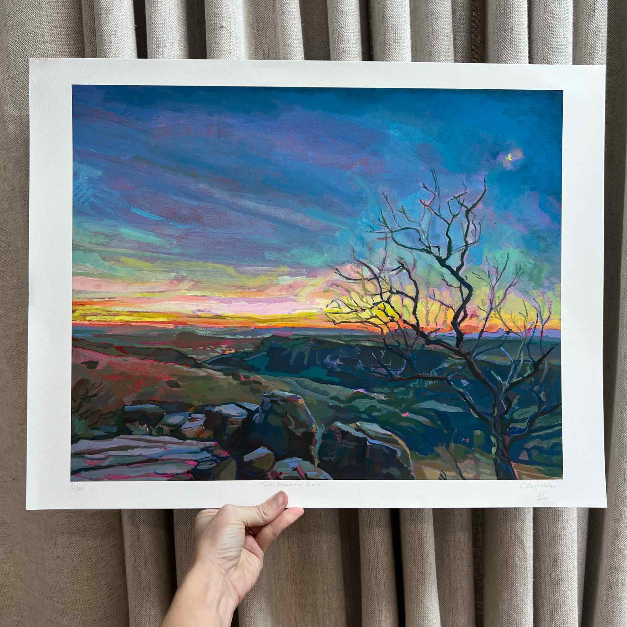 Davis Mountain Sunrise, West Texas Art Print of Mountain Skyline, Limited-Edition Archival Print