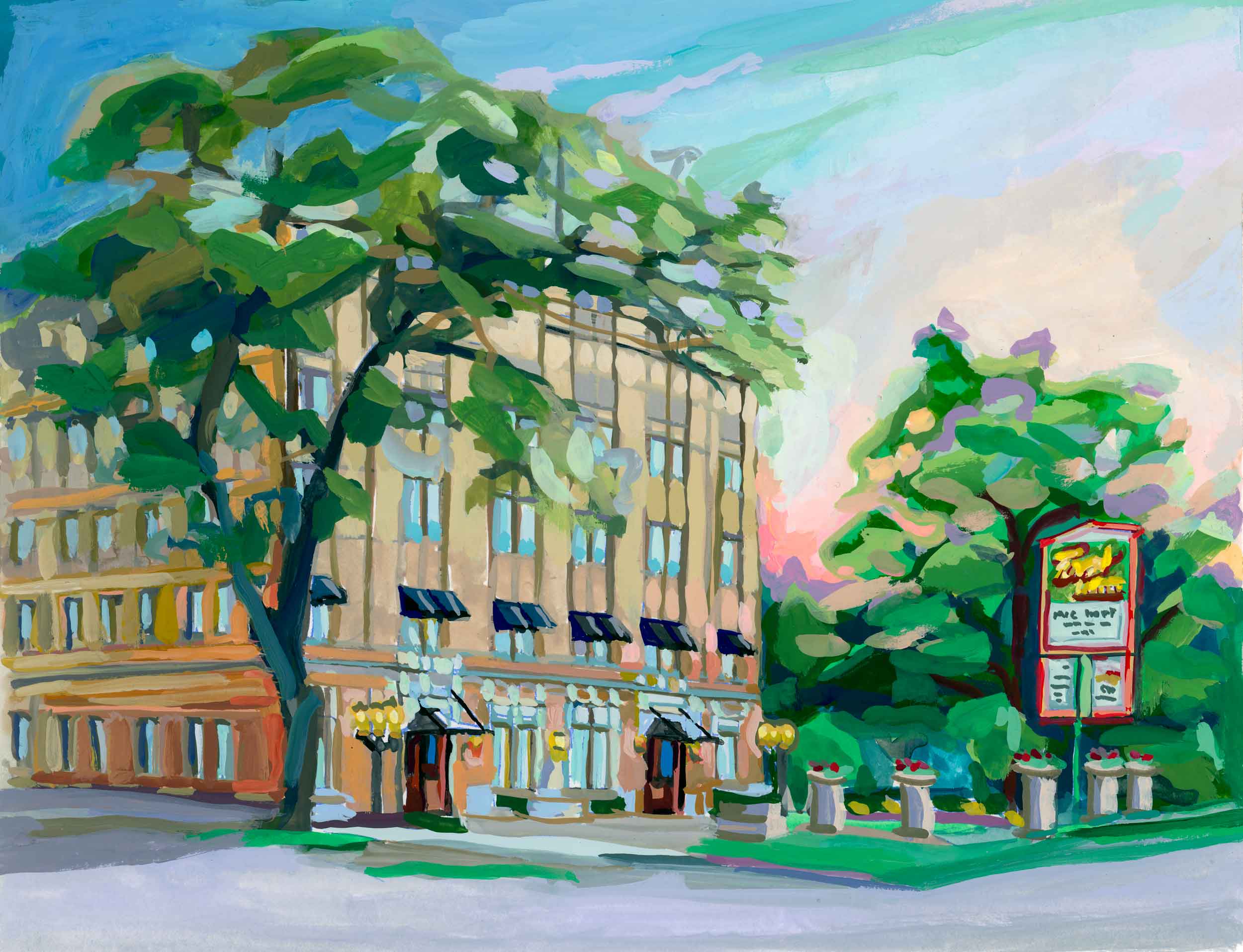 New Braunfels Art Print of Faust Hotel Painting, New Braunfels Texas Print of Historic Hotel