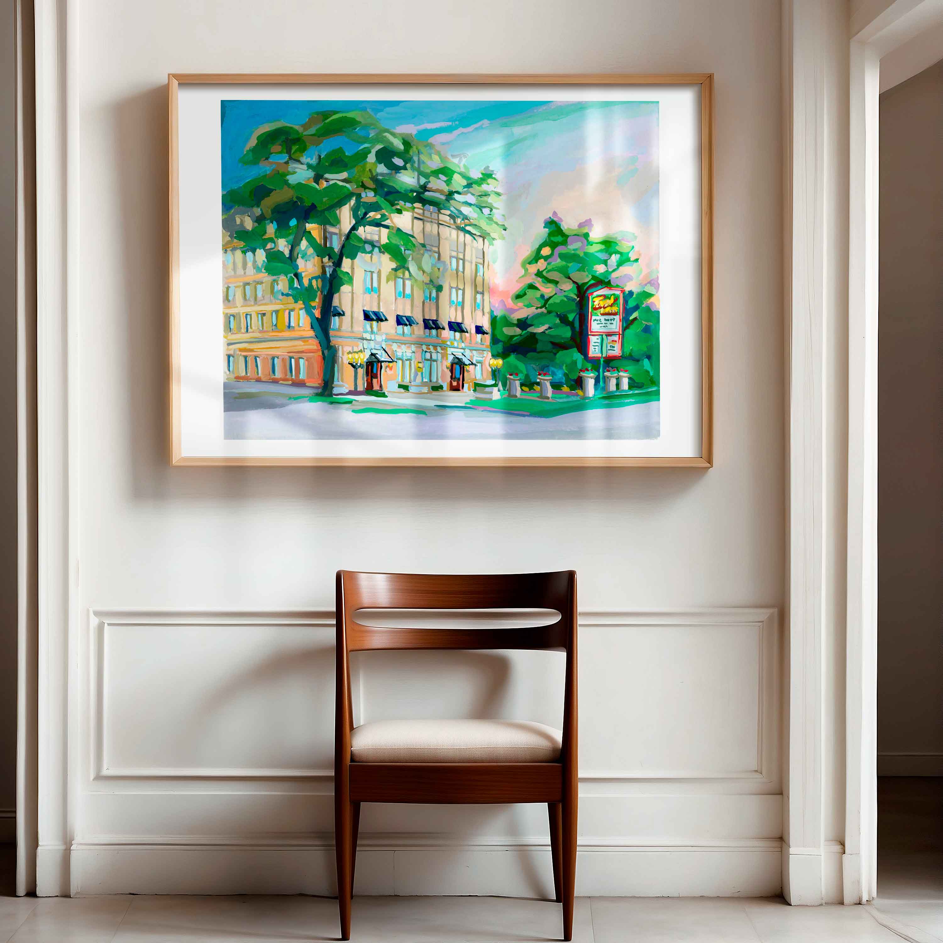 New Braunfels Art Print of Faust Hotel Painting, New Braunfels Texas Print of Historic Hotel