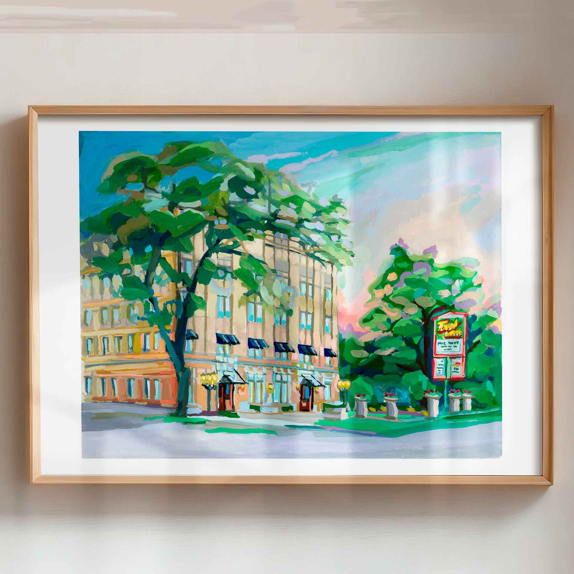 New Braunfels Art Print of Faust Hotel Painting, New Braunfels Texas Print of Historic Hotel