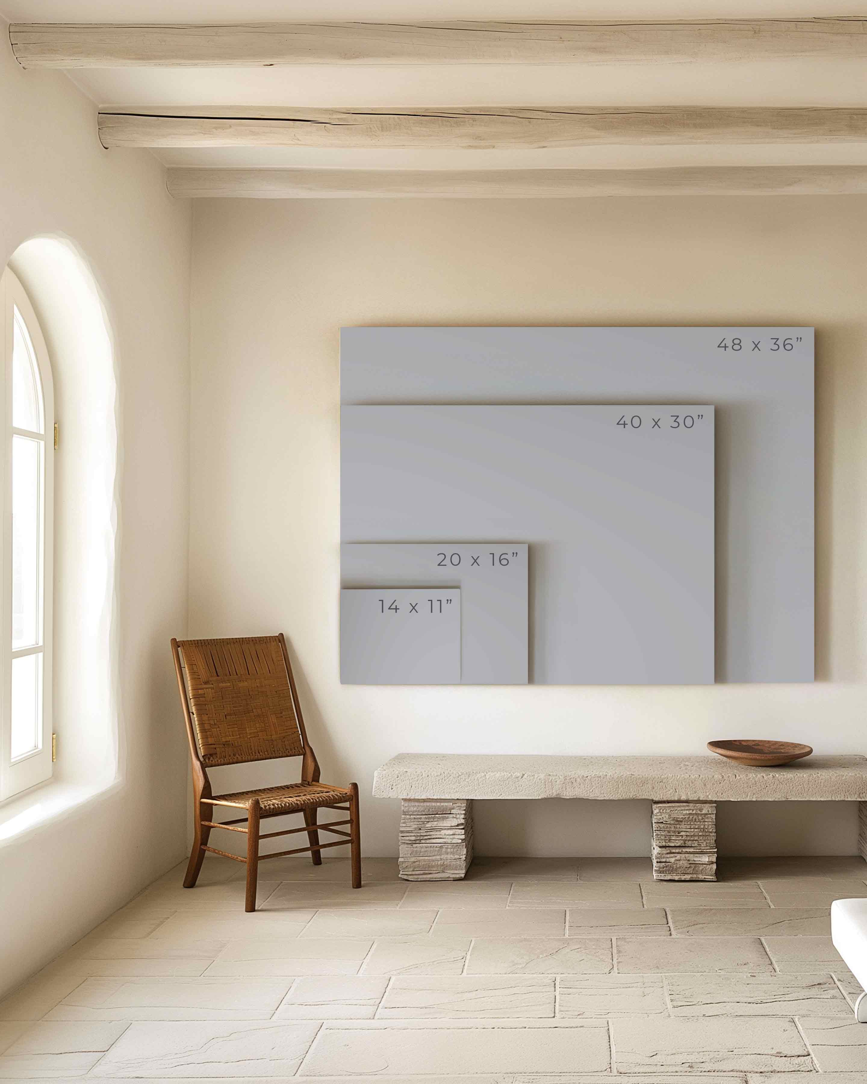 Size comparison of paper and canvas prints.