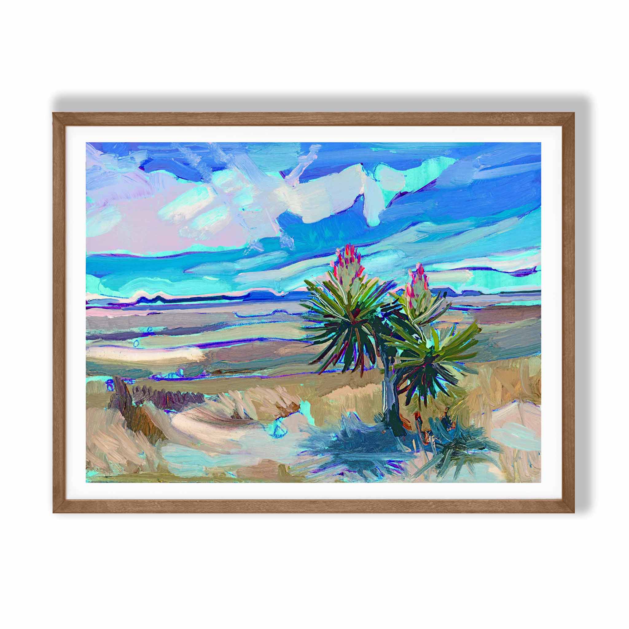 Yucca Painting of West Texas State Park, Davis Mountains Western Landscape, Hand signed Art Print