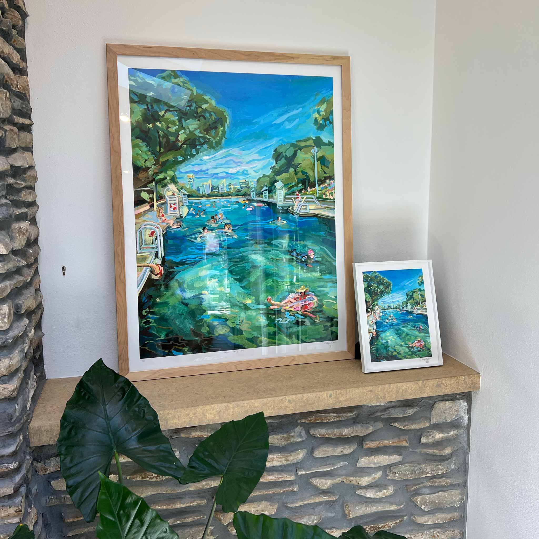 Austin Art Print - Barton Springs Pool at Zilker Park - Archival print of original Austin painting