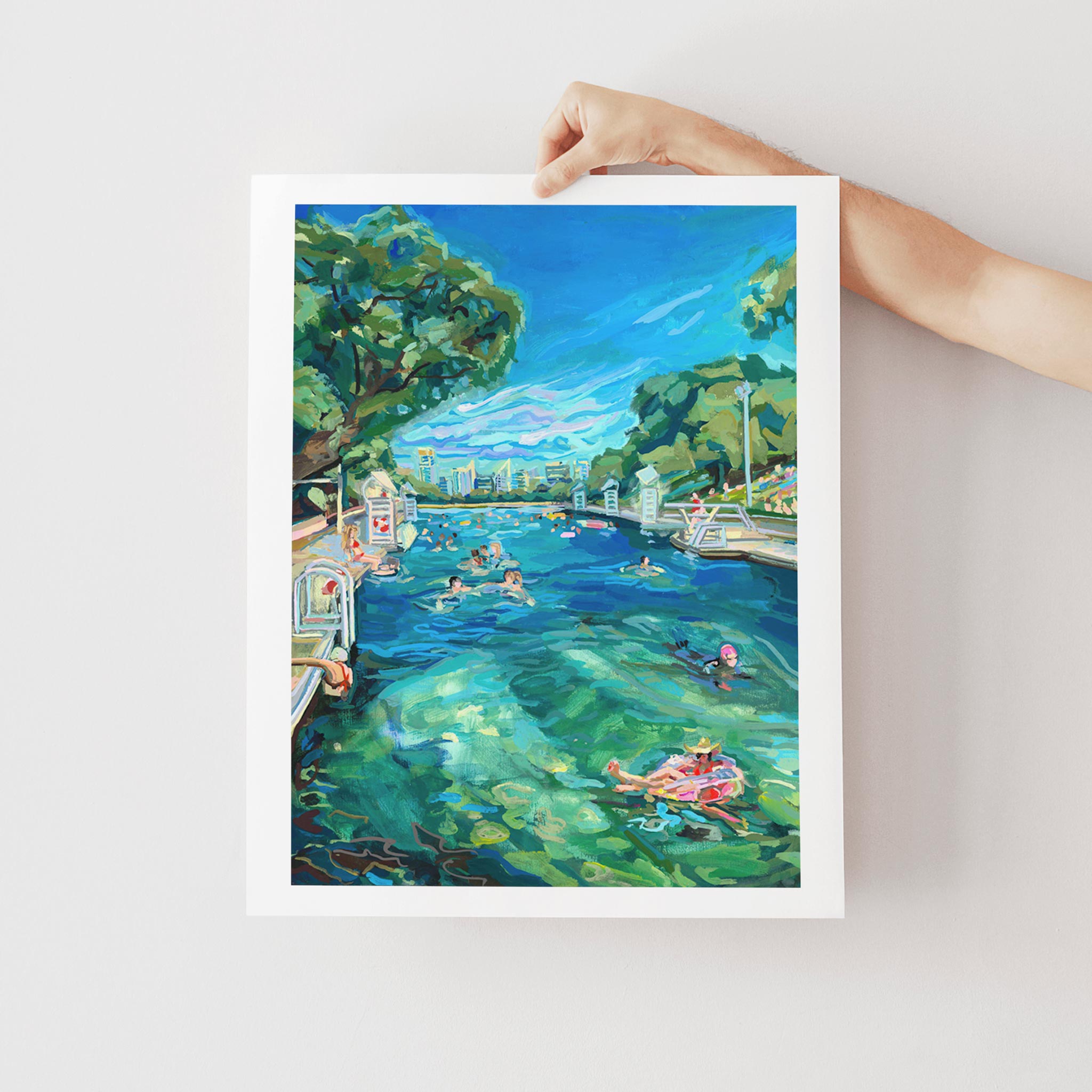 Hand holding swimming pool Austin print