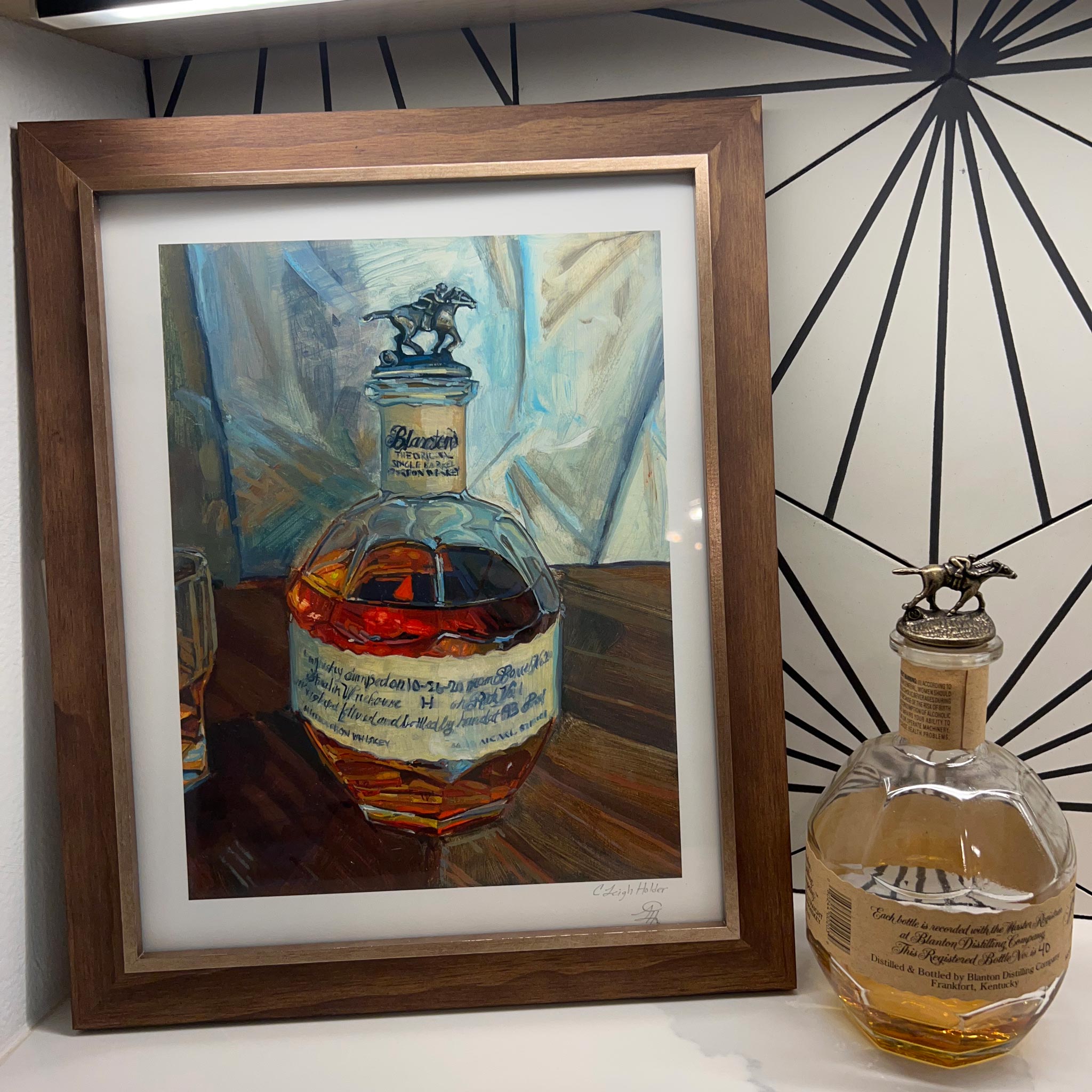 Blantons bourbon art print buffalo trace limited edition - whiskey gift for Father's Day