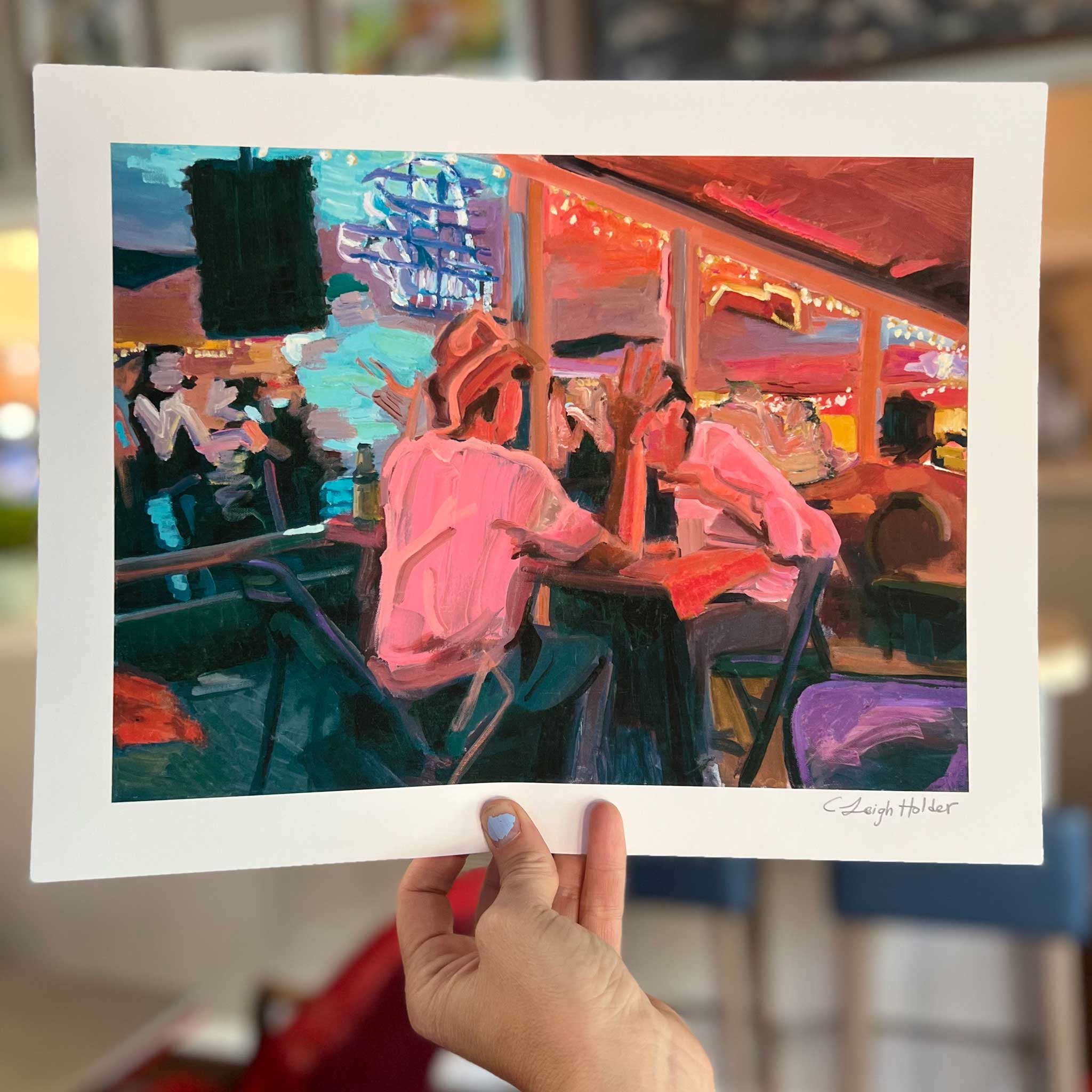 Broken Spoke Austin Texas Art print of original painting of iconic dall hall. Signed print in living room