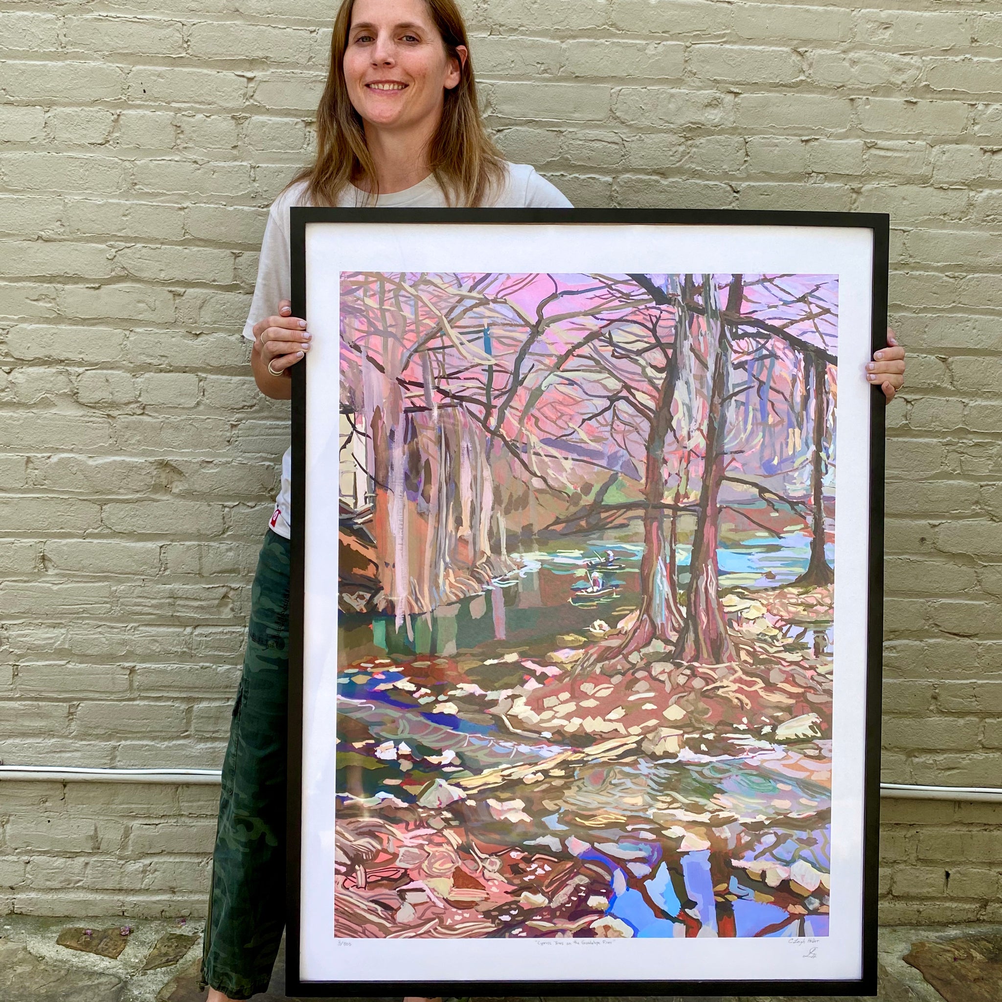 Large Texas River Art Print of the Guadalupe River | Texas Landscape Print of Original Gouache Painting | Gruene Texas | 30x40 Gallery Wall Art