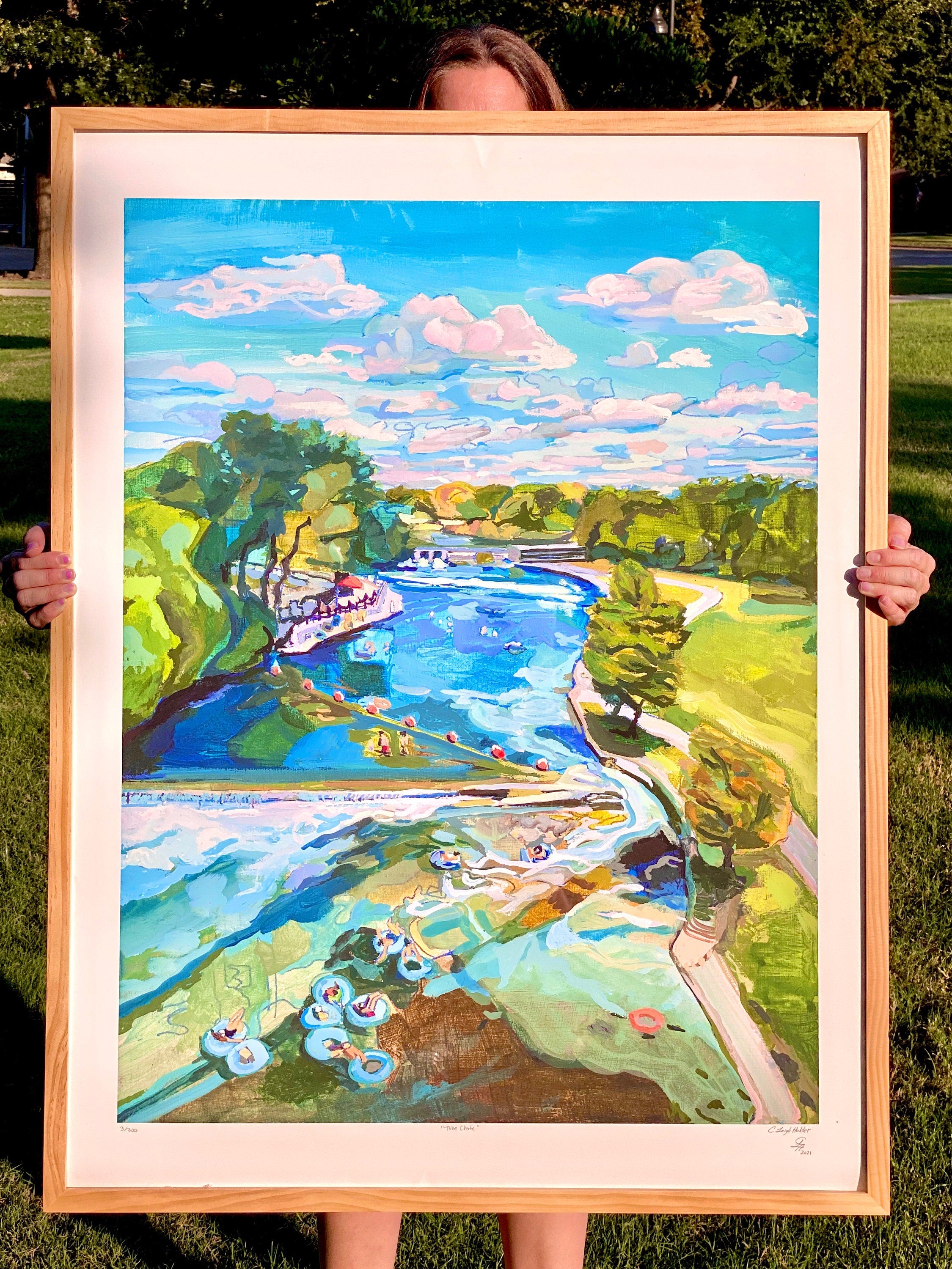 Texas River Art Print of Comal River Tubing, New Braunfels Print, Austin Art Gift and River Vacation Print of Texas Hill Country