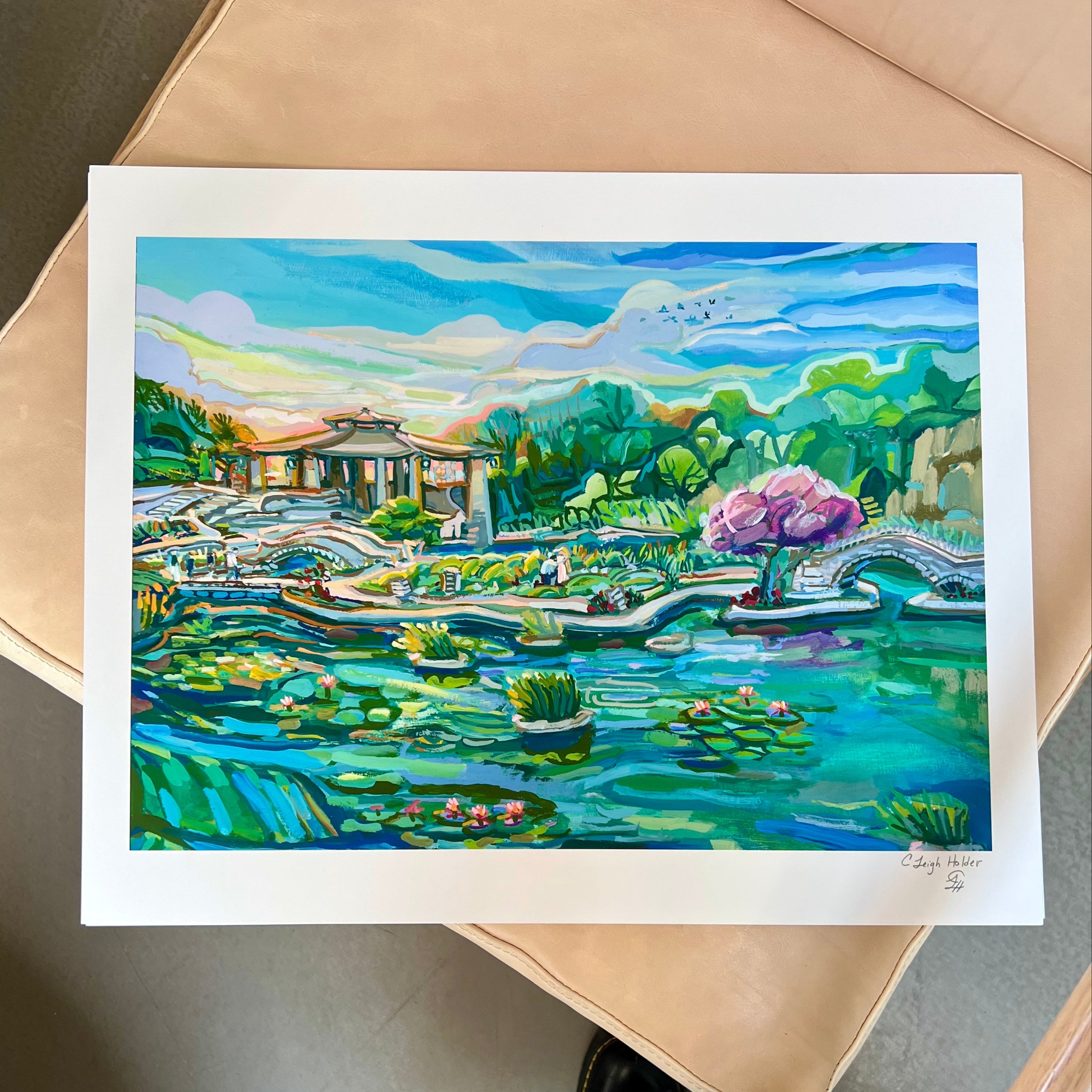 San Antonio Texas Japanese Tea Garden Print of Original Gouache Painting