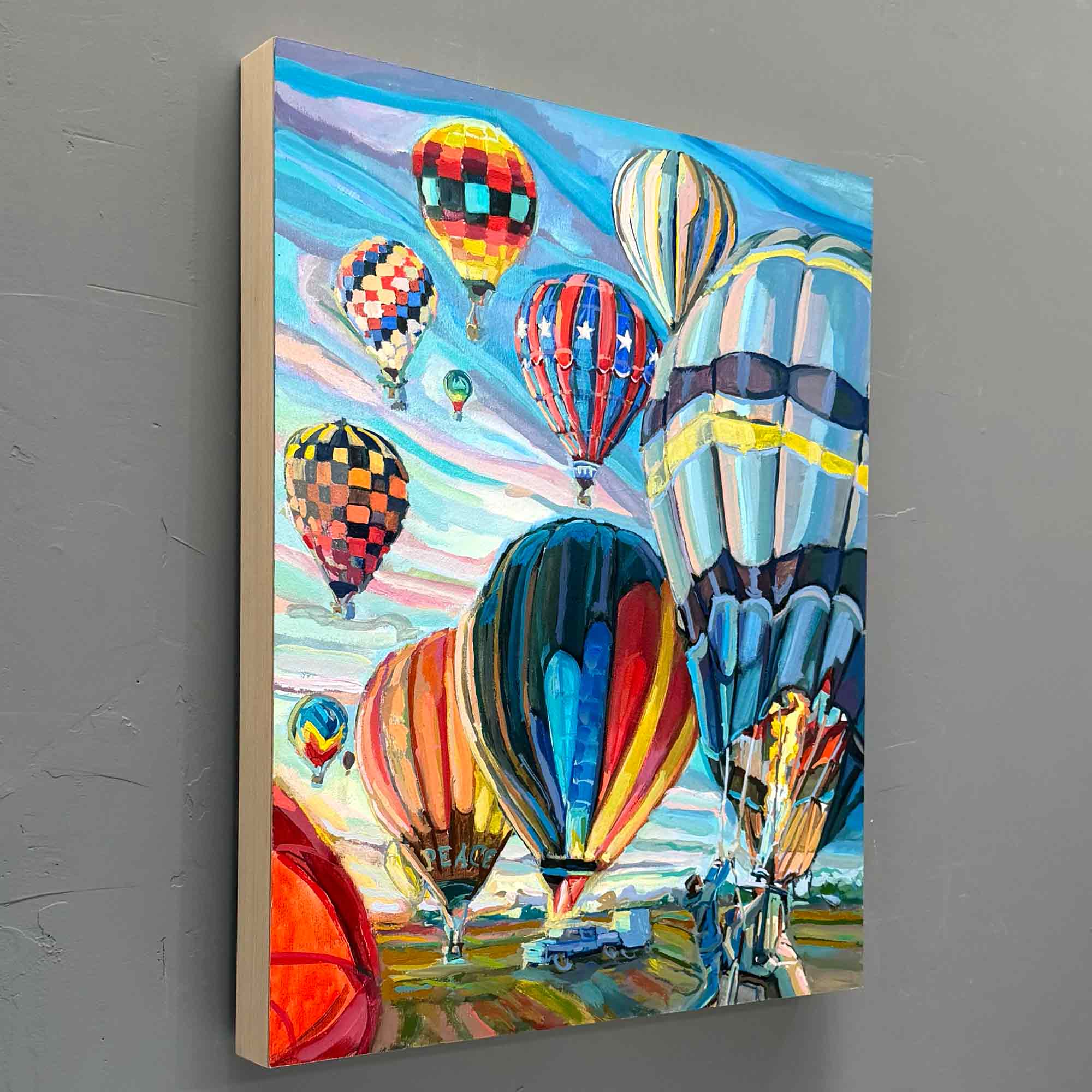 Air Balloon Painting, Original Gouache Painting of the Hot Air Balloon Festival