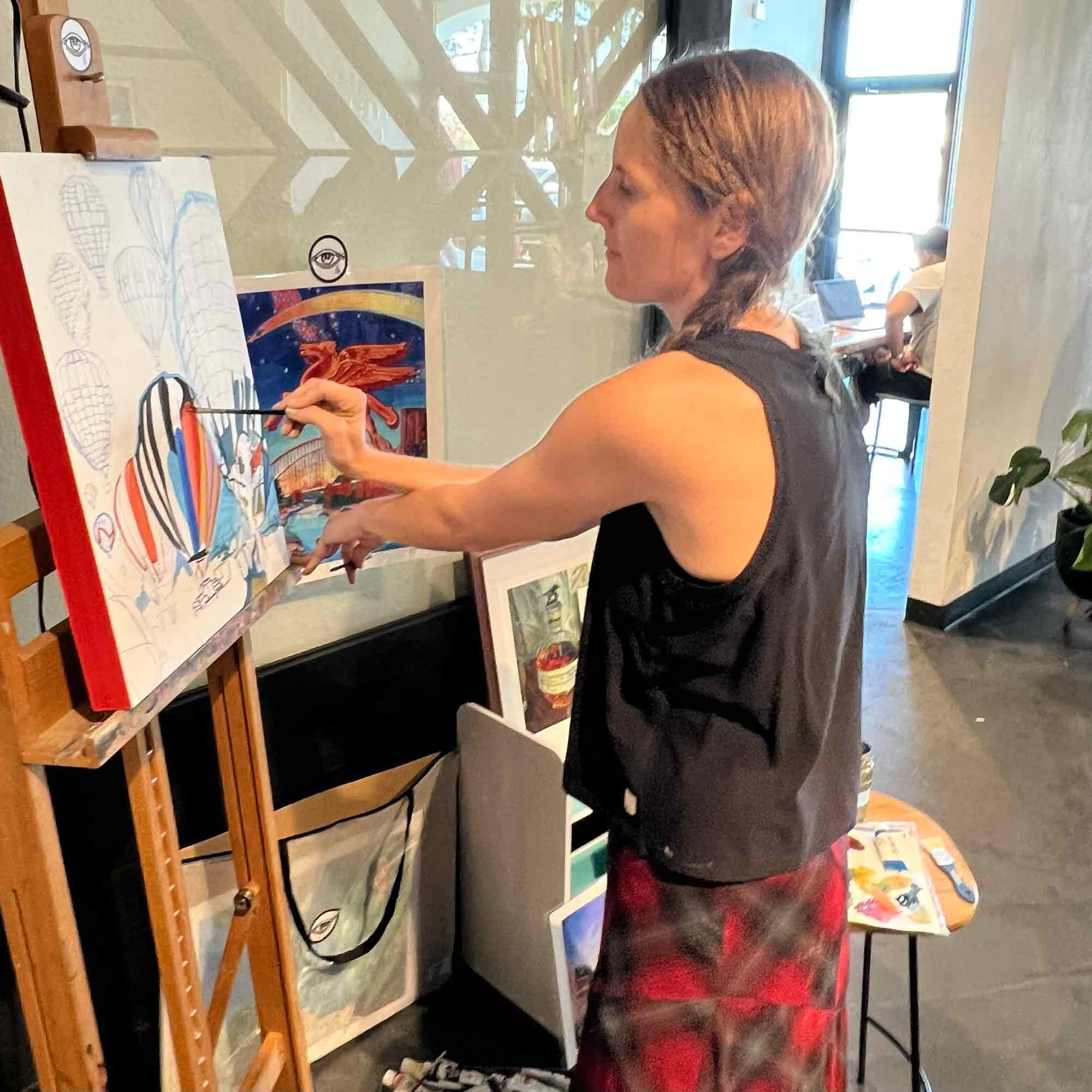 Air Balloon Painting, Original Gouache Painting of the Hot Air Balloon Festival