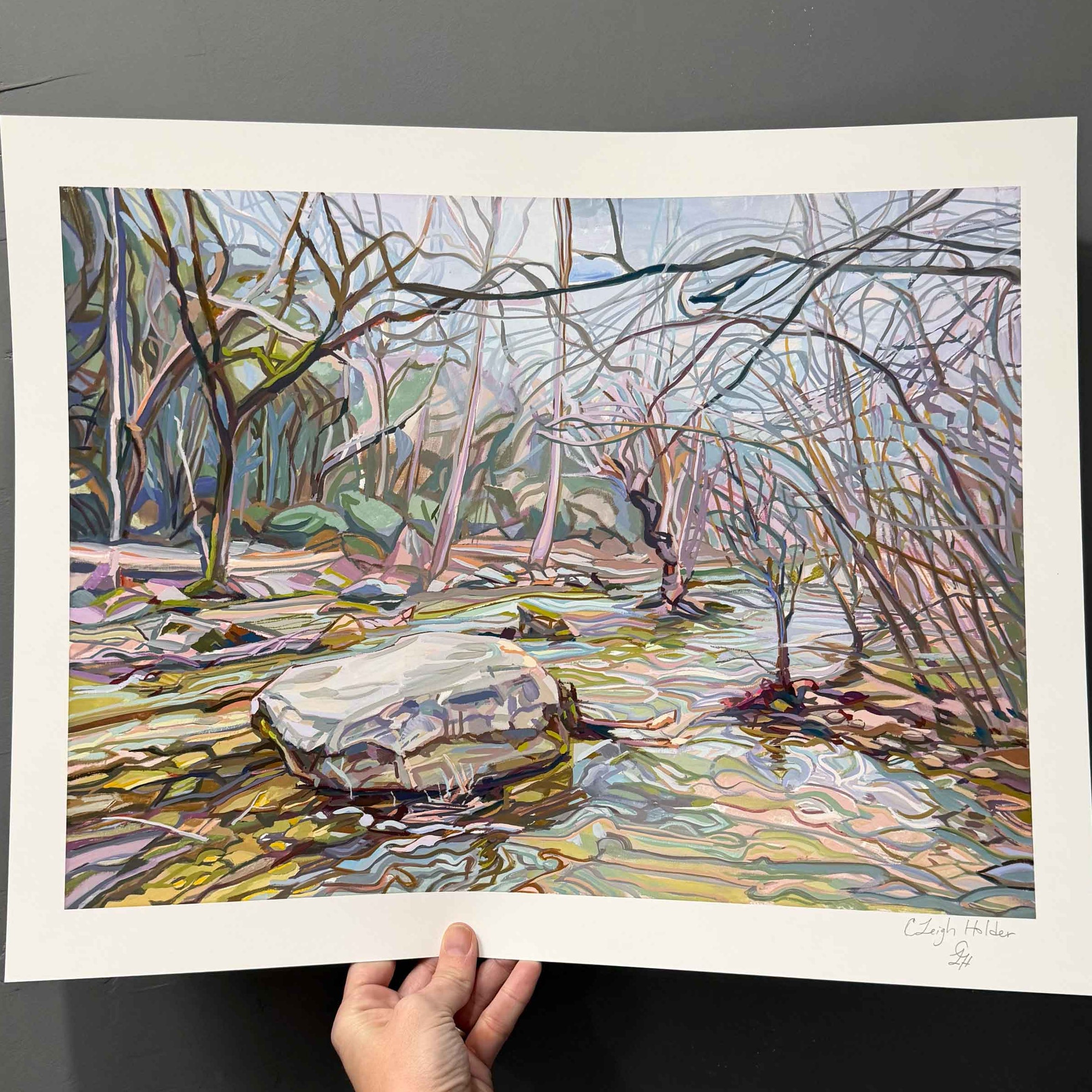 Barton Creek Greenbelt Gouache Painting, Austin, Texas Art, Archival Hand-Signed Print