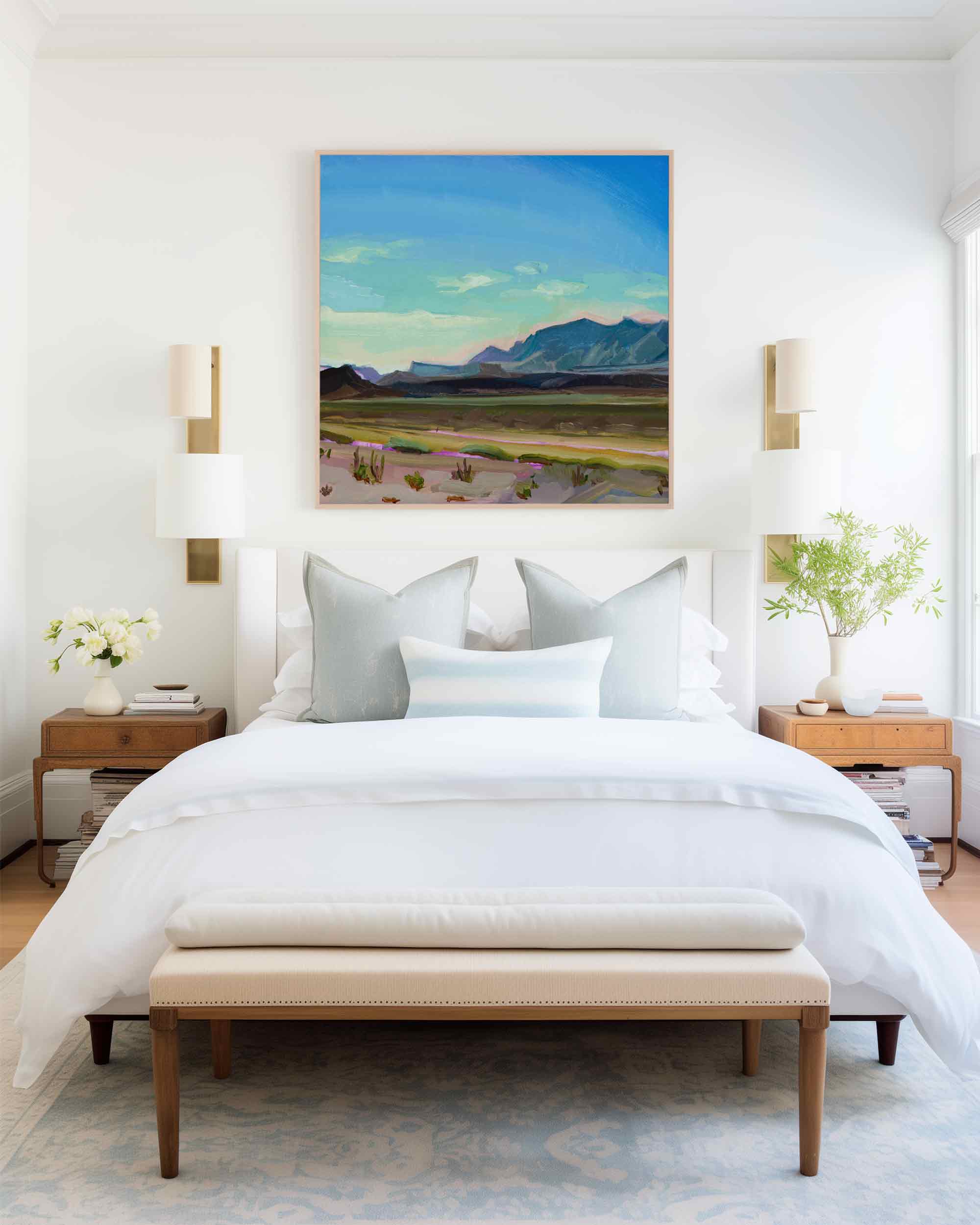 Big Bend Park painting of sunset and mountains over bedroom