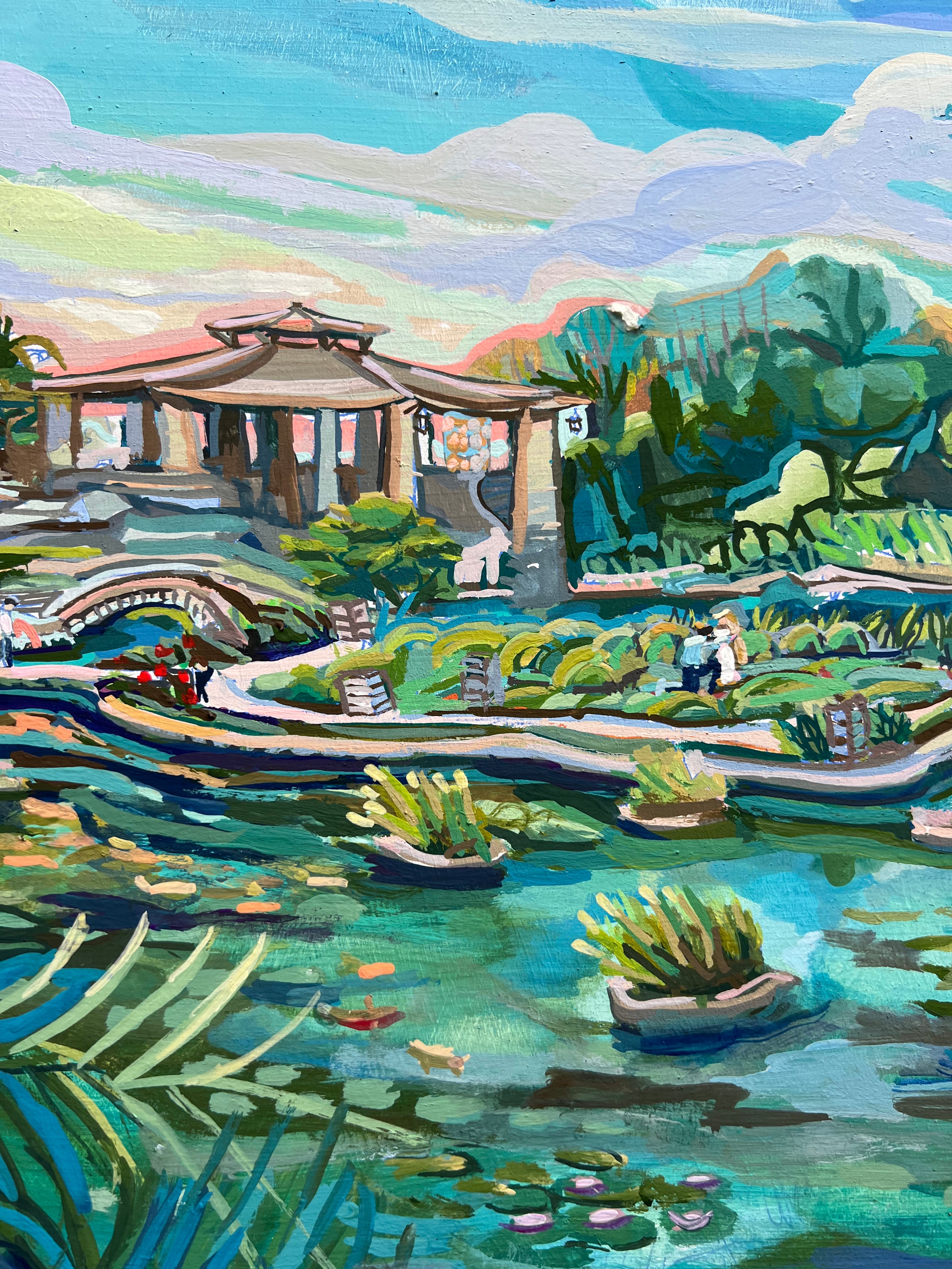 San Antonio Japanese Tea Garden, Original Gouache Painting, SA Nostalgia Series