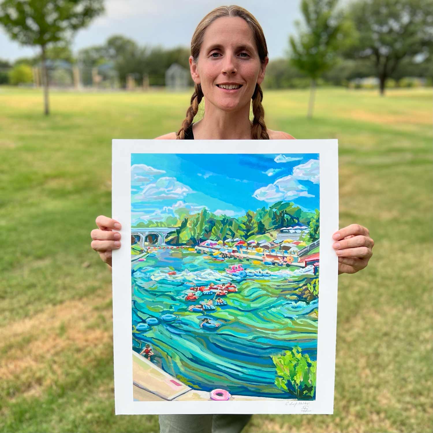 Comal River Tube Chute II Art Print | New Braunfels Print | Austin Art Gift | River Vacation Print | Texas Hill Country
