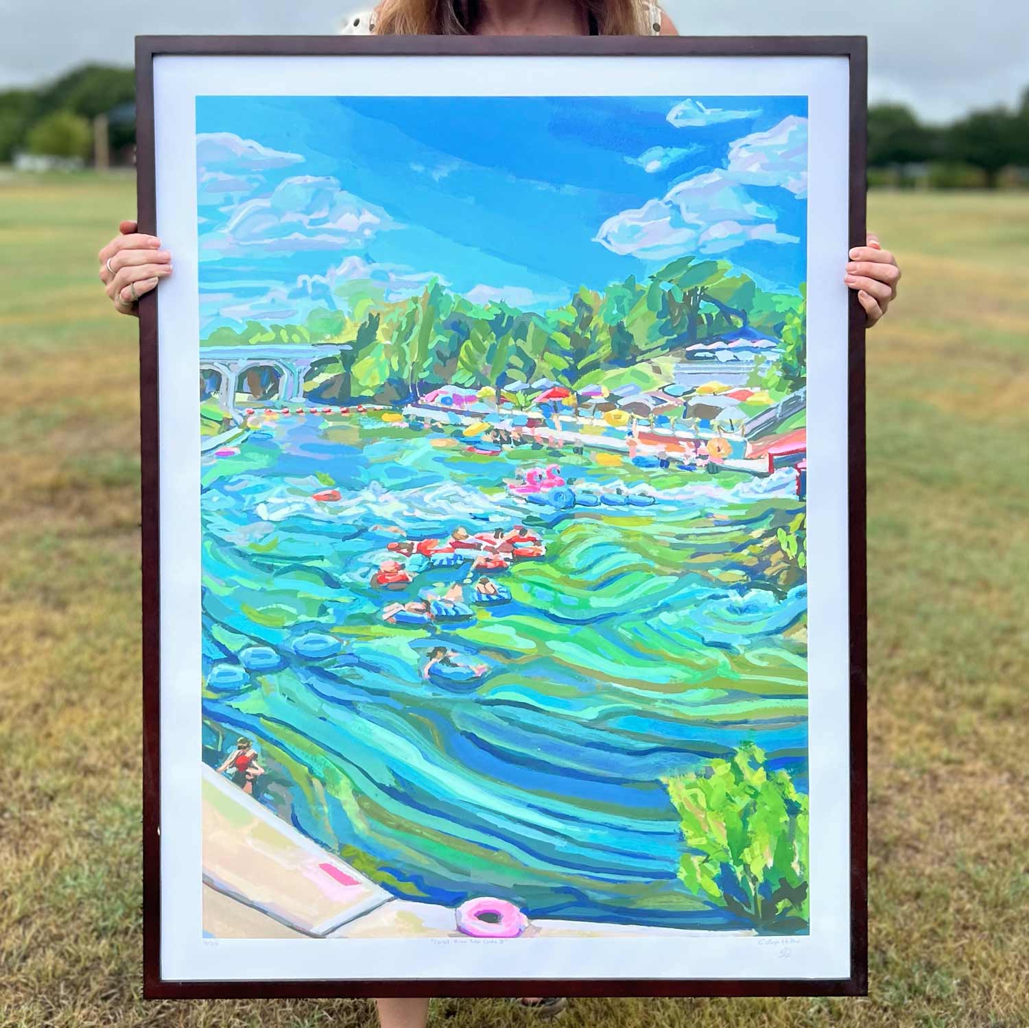 Comal River Tube Chute II Art Print,  New Braunfels Texas, Austin Art Gift, River Vacation Print | Texas Hill Country