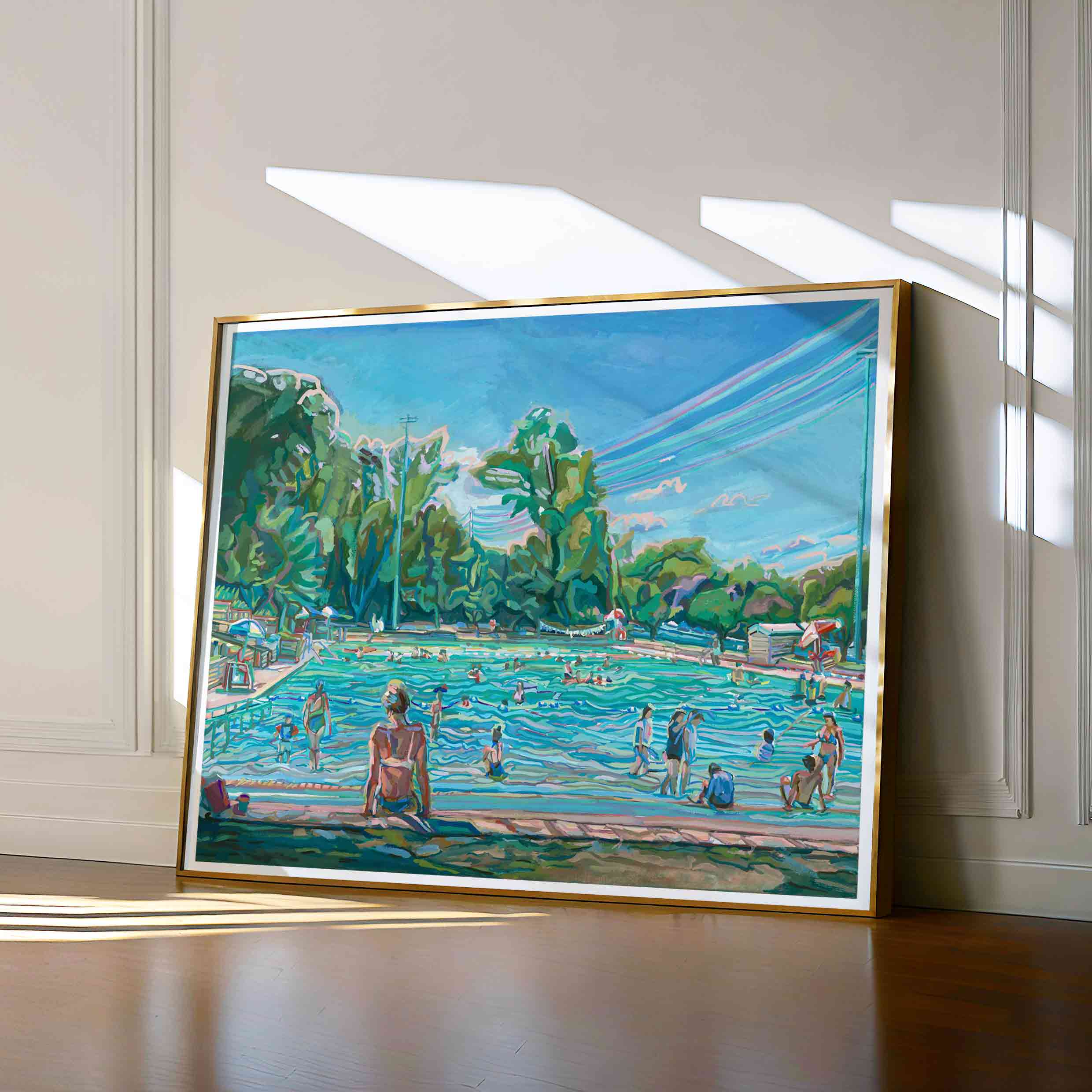 Deep Eddy Pool Painting, Archival Print of Original Austin Gouache