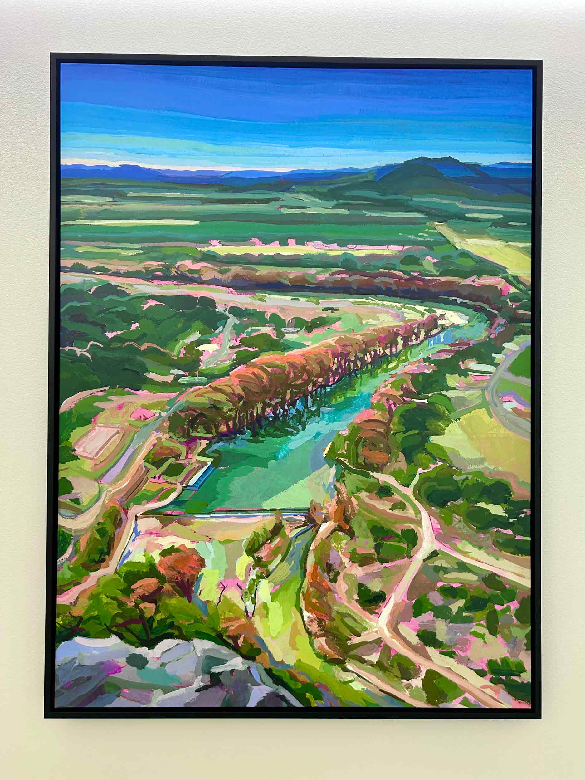 Canvas Texas print of Frio River painting extra large size with greens and blues by Texas painter Courtney Leigh Holder