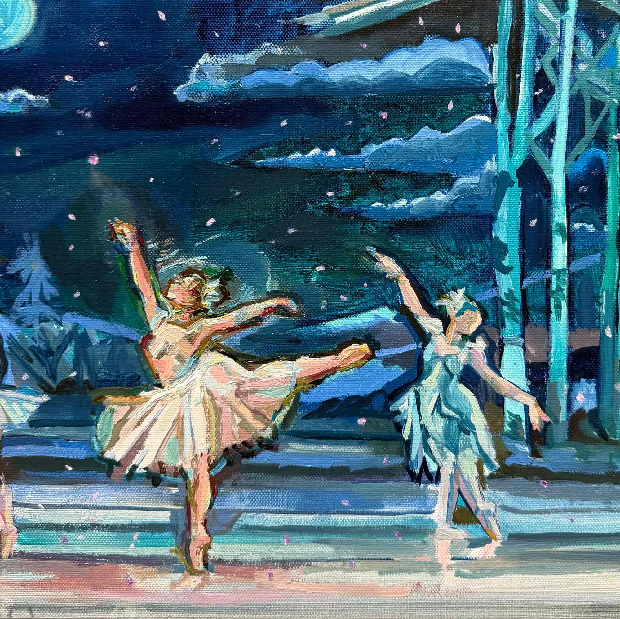 Nutcracker Painting of Sugar Plum Fairies, Christmas Decor Oil Painting, Gift Idea for Xmas and Ballet Lovers