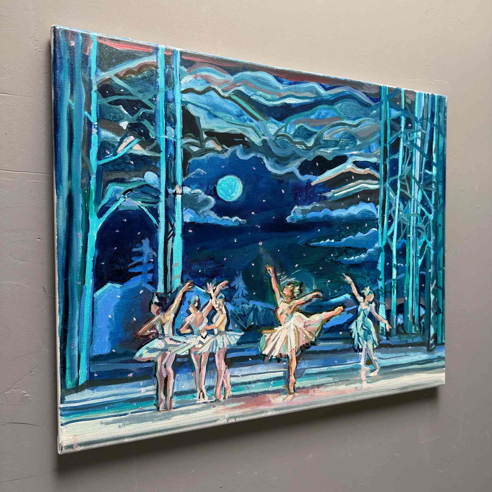 Nutcracker Painting of Sugar Plum Fairies, Christmas Decor Oil Painting, Gift Idea for Xmas and Ballet Lovers