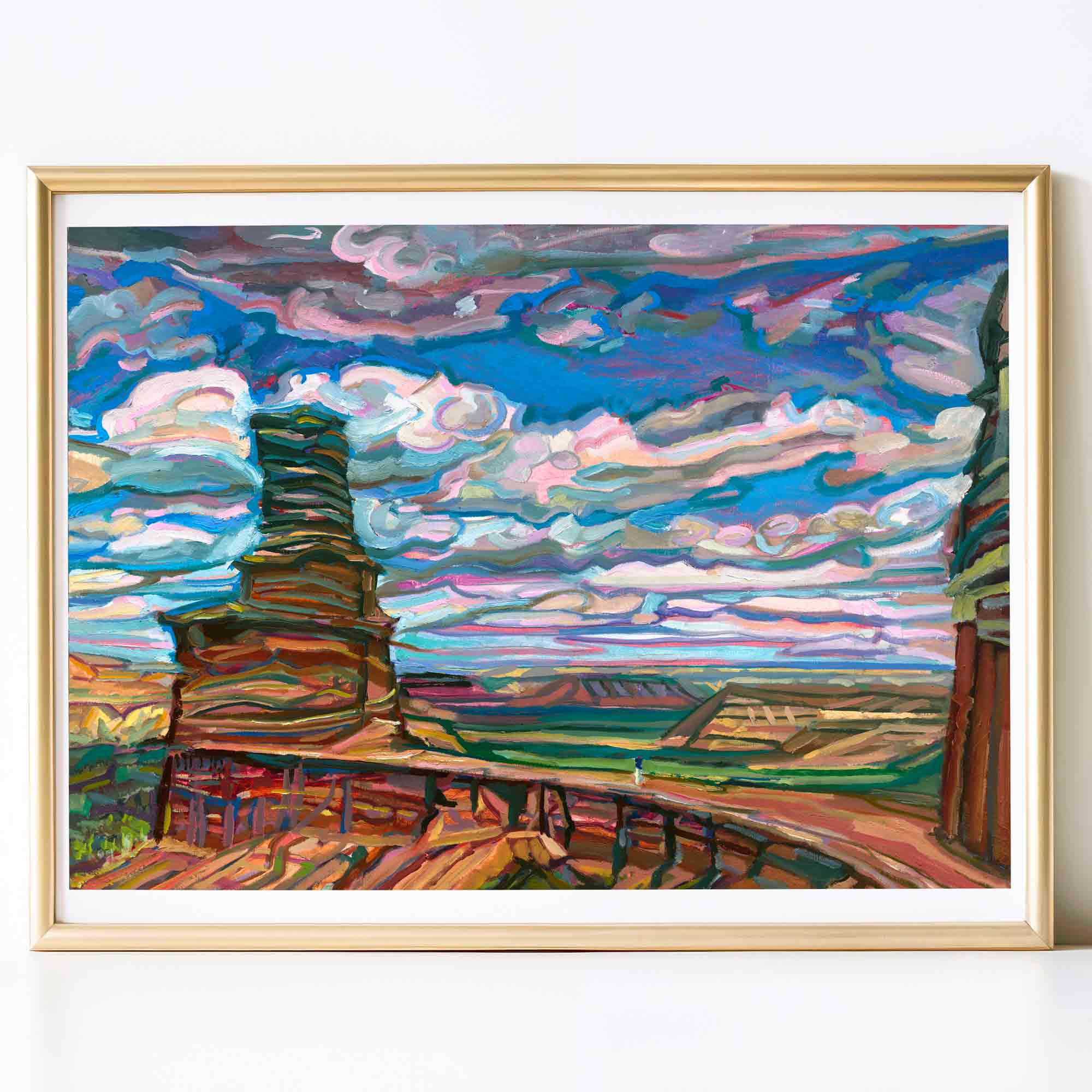 Palo Duro Canyon Print of Original Oil Painting, The Lighthouse, Texas State Park Art, Vintage Southwestern Decor