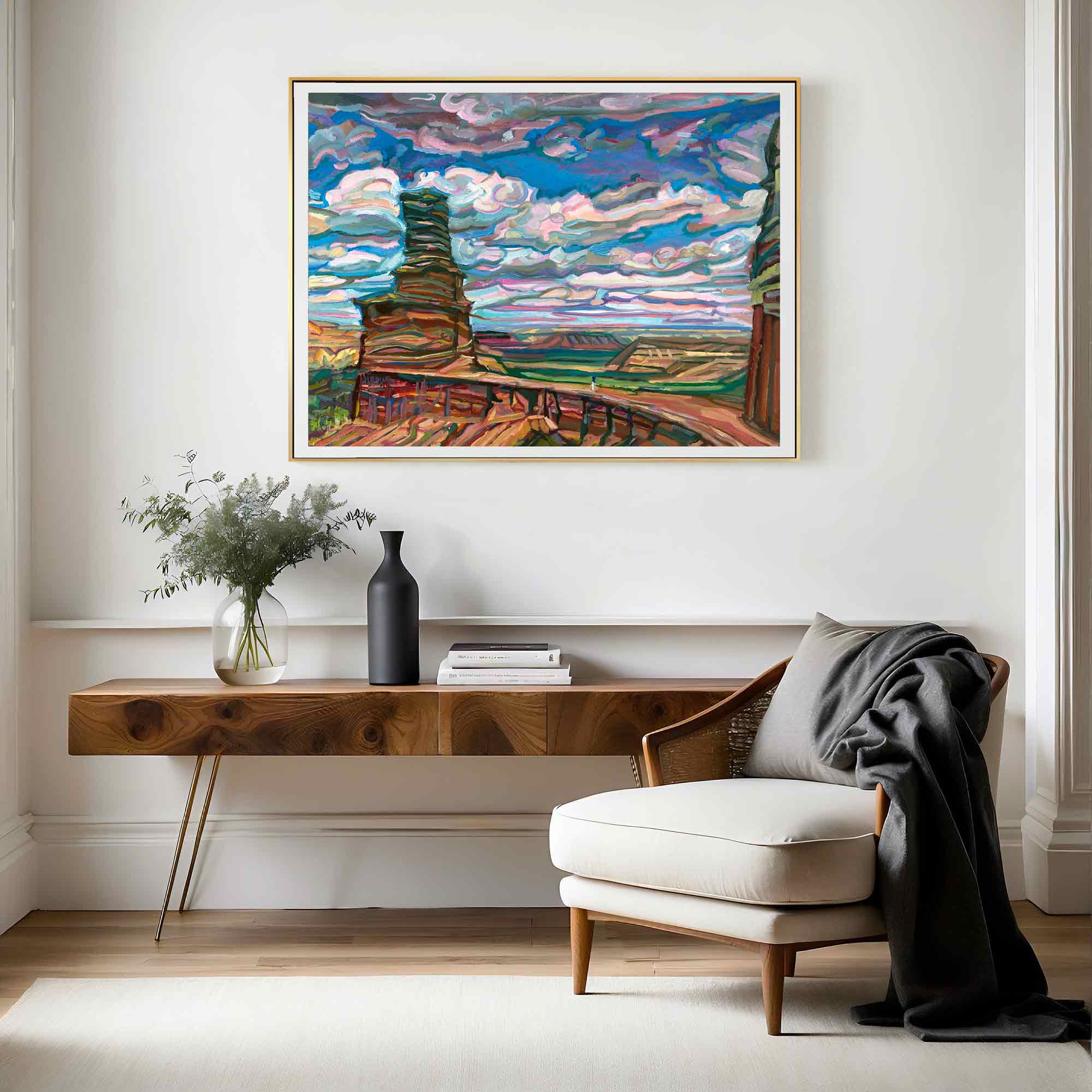 Palo Duro Canyon Print of Original Oil Painting, The Lighthouse, Texas State Park Art, Vintage Southwestern Decor