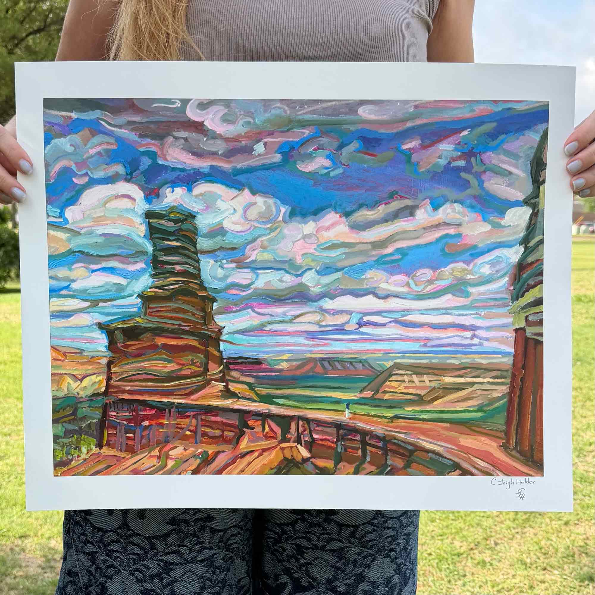 Palo Duro Canyon Print of Original Oil Painting, The Lighthouse, Texas State Park Art, Vintage Southwestern Decor