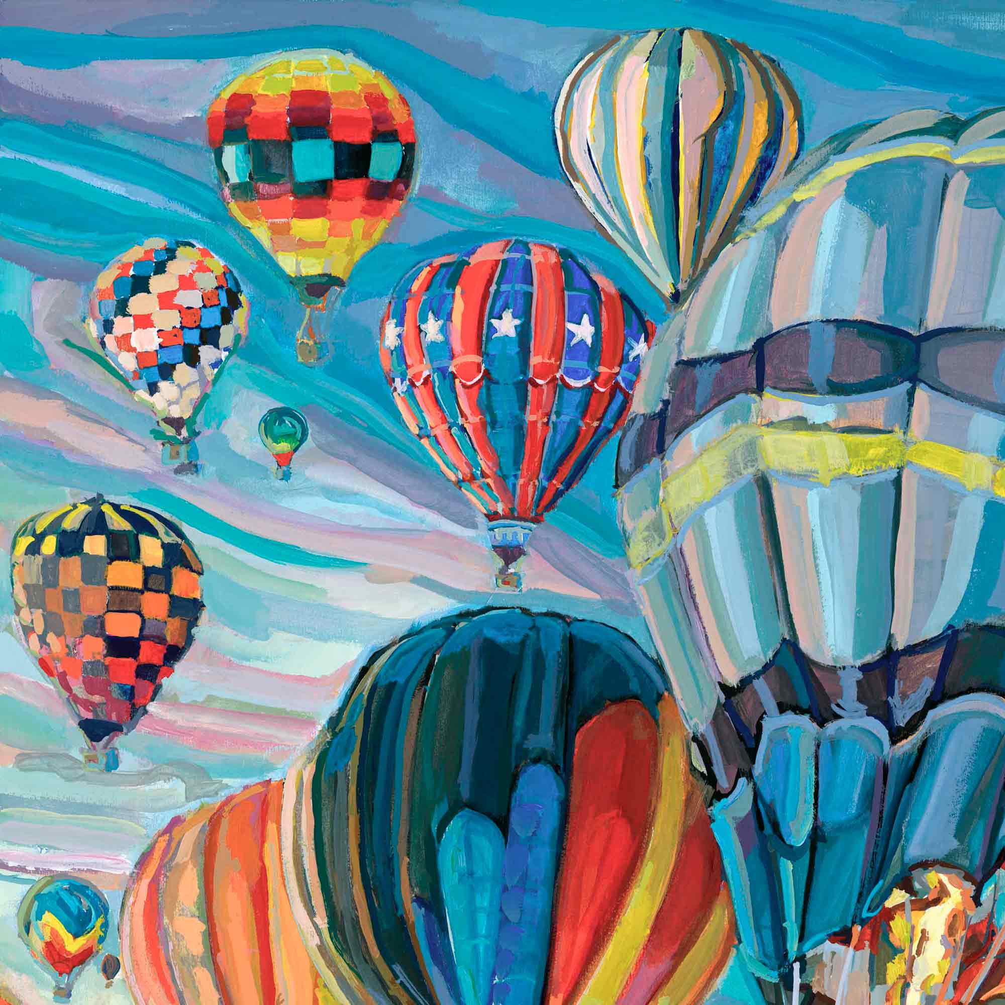Air Balloon Painting, Original Gouache Painting of the Hot Air Balloon Festival