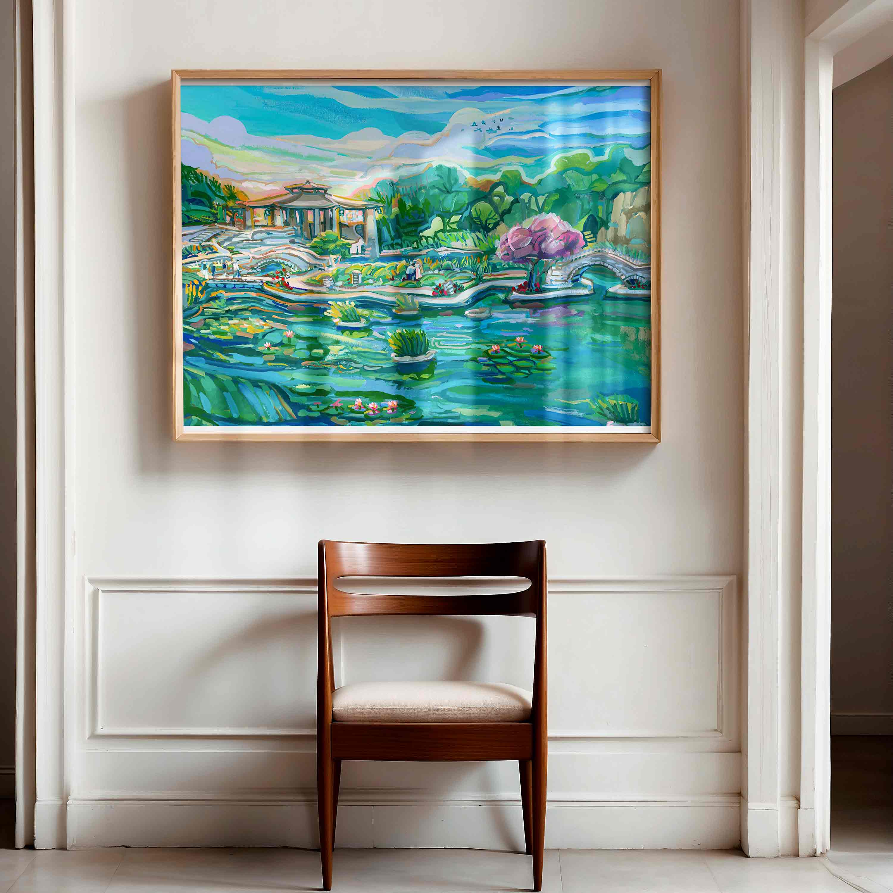 San Antonio Texas Japanese Tea Garden Print of Original Gouache