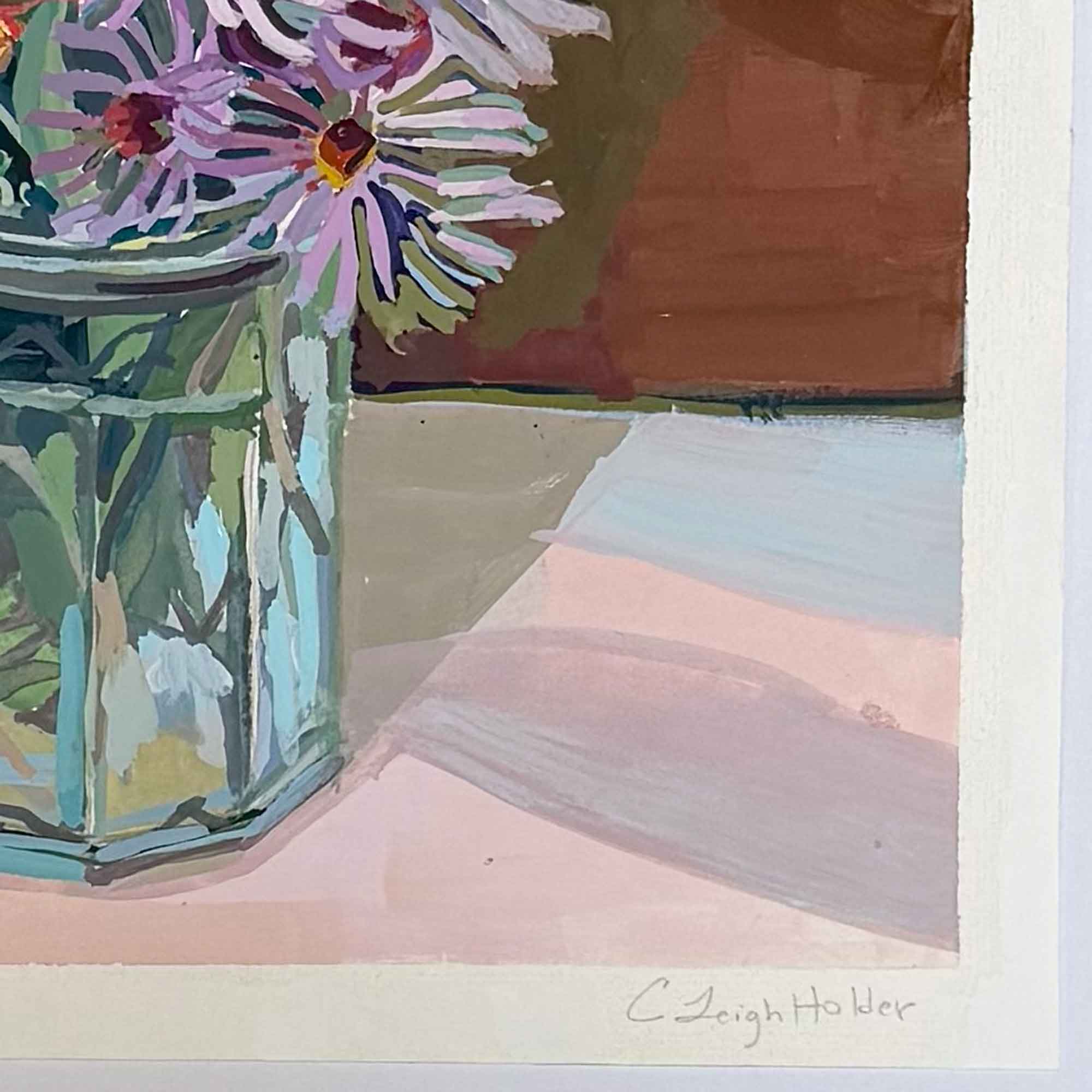 Wildflowers Painting, Original Gouache Painting, Vintage-Style, Still-Life Painting from Austin Texas Nostalgia Art Series