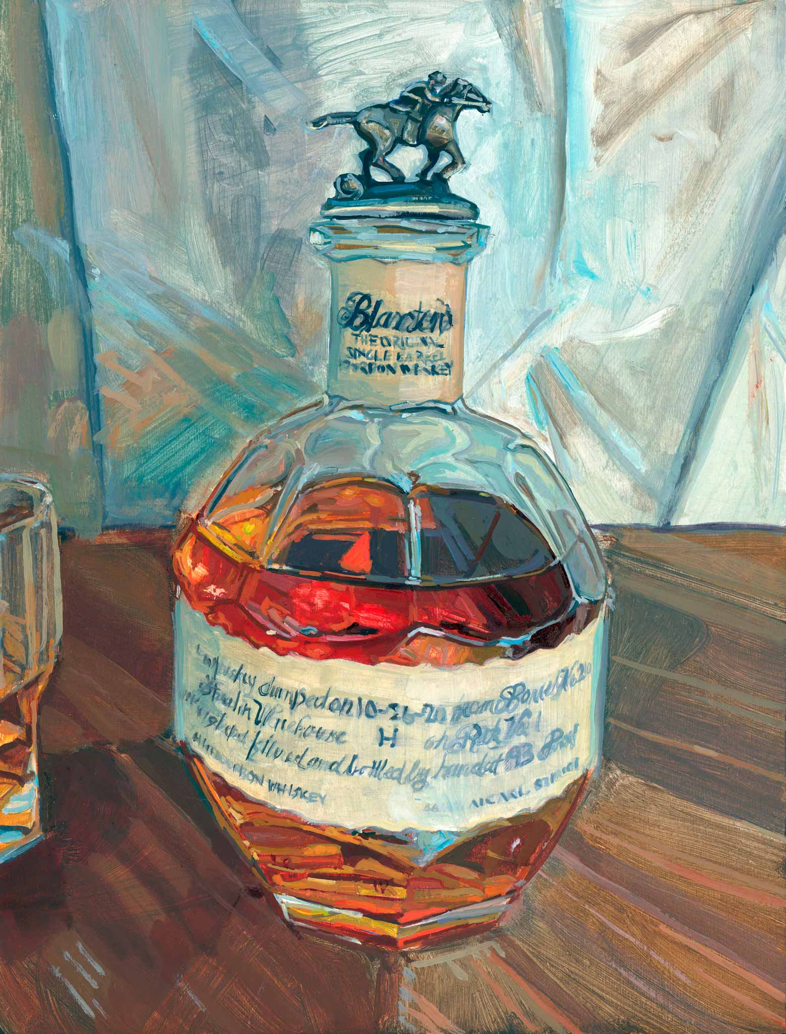 Blantons Bourbon Whiskey Still Life Oil Painting, Buffalo Trace Whiskey Art, Fine Art Print