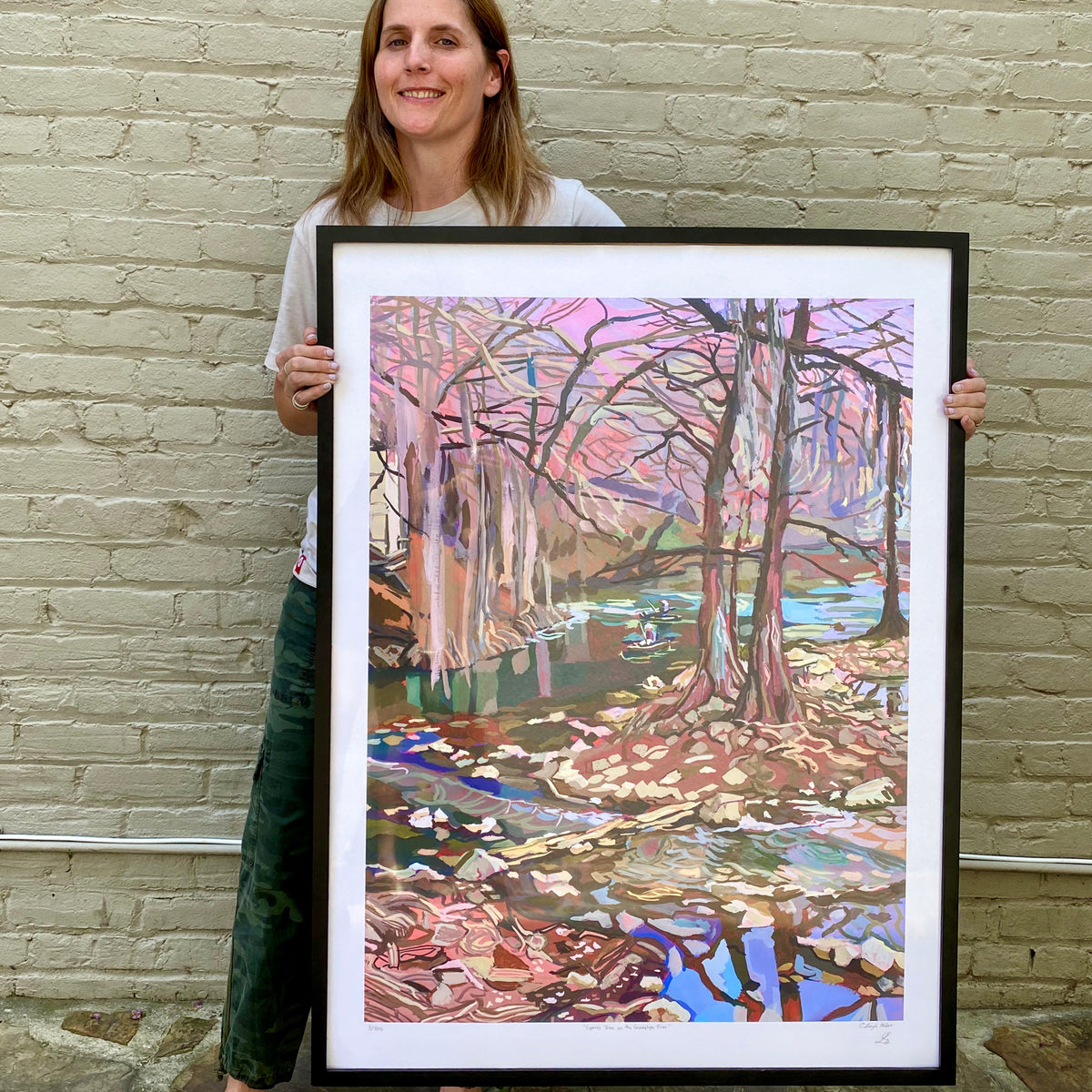 Large Texas River Art Print of the Guadalupe River | Texas Landscape Print of Original Gouache Painting | Gruene Texas | 30x40 Gallery Wall Art