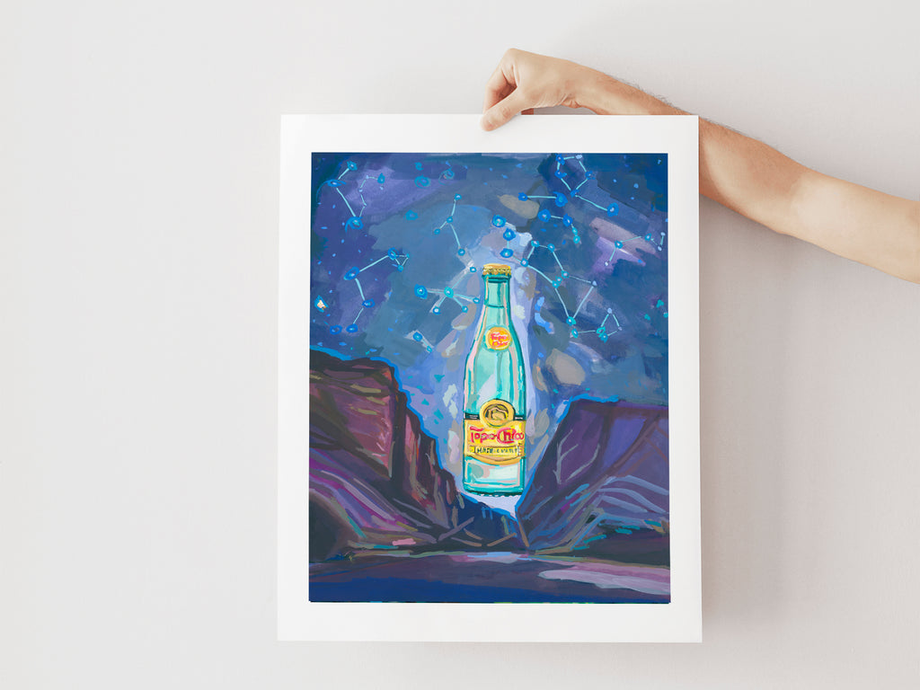 Topo Chico Austin Art Print | Starry Night Big Bend Texas fine art print of gouache painting | Size Options