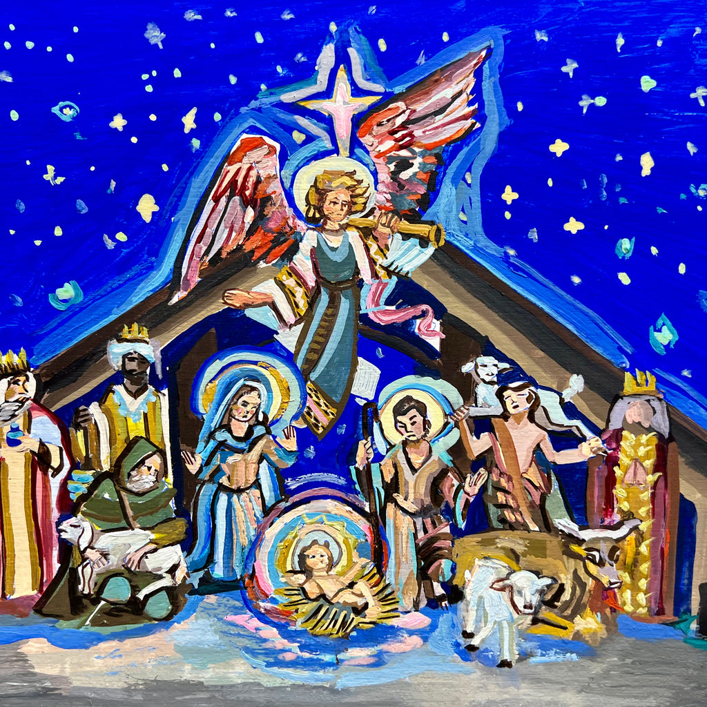 Christmas Nativity Art Print | Holy Family Nativity | Archival Print of original xmas painting by Courtney Holder