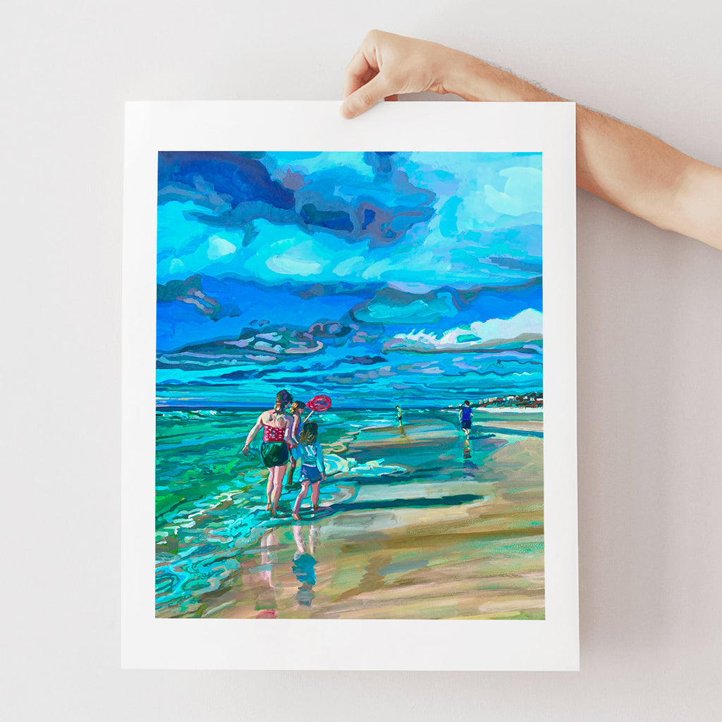 Rosemary Beach art print waves on beach gouache painting