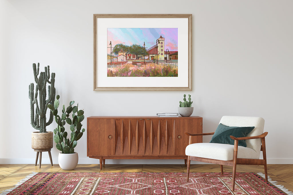 New Braunfels Large Poster Bundle | 2 Large Texas Signed Posters | The Island & Biergarten | Texas Landscape Art |Texas Travel Vacation Poster