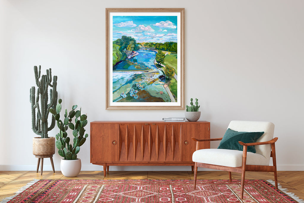 Large Austin Art Print of Texas River | Archival Print of Original Painting of Comal River, New Braunfels, 30x40 Limited Edition Art Print