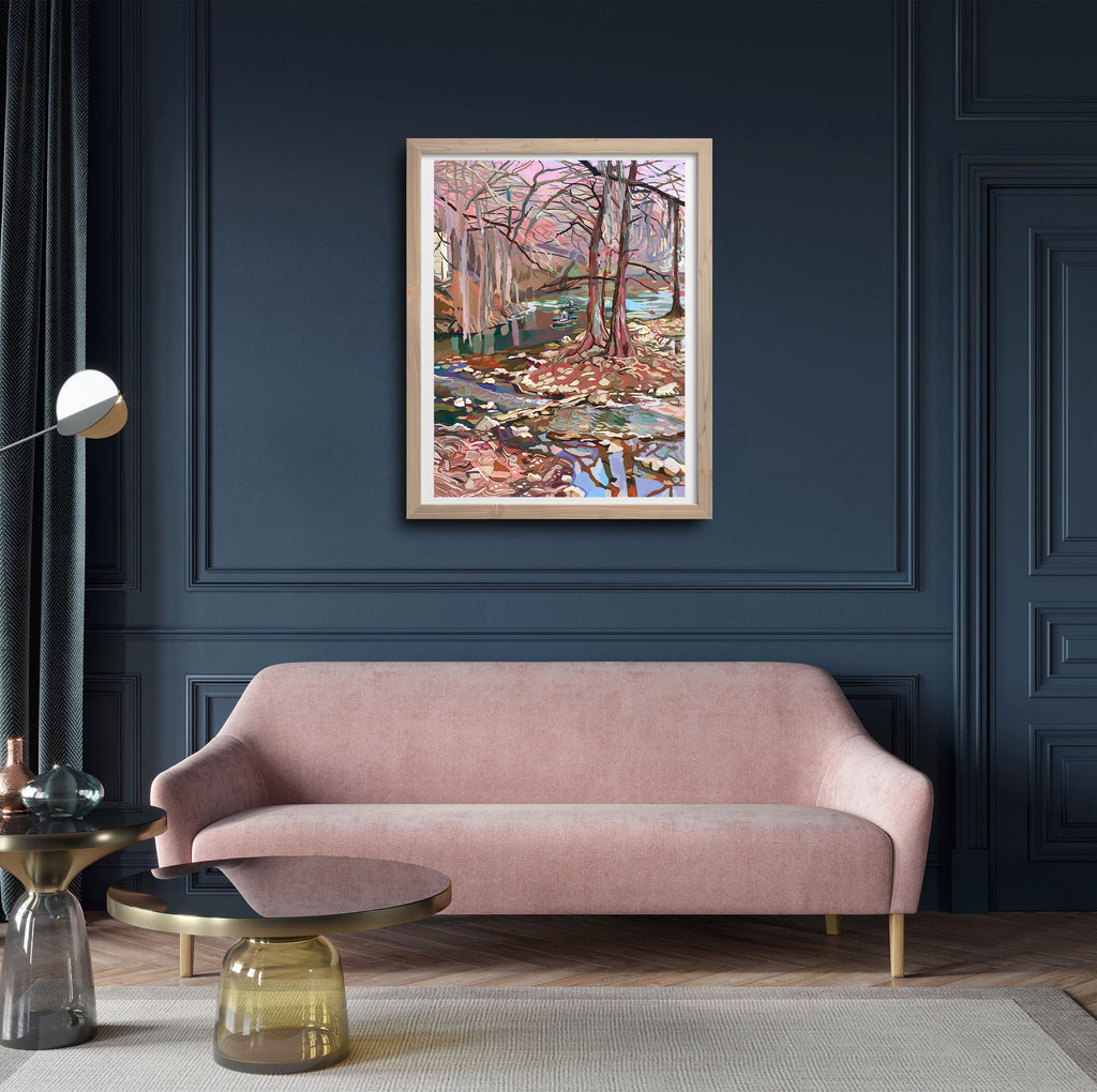 Guadalupe River Austin Art | archival print of my original painting of the Texas Hill Country in Gruene Texas, Texas Art for Outdoor Lovers